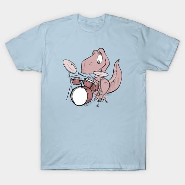 Dino drummer T-Shirt by Jason's Doodles